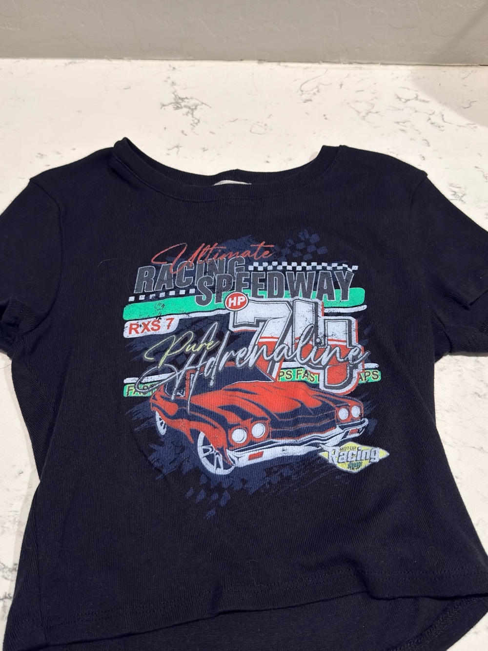 Full Tilt Black Kids Racing Graphic Tee with Red Car